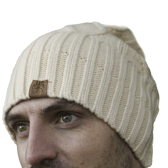 Bear Essentials Outdoors Co. 100% Soft Merino Wool Cable Knit Beanie Ivory NWOT - Picture 2 of 6